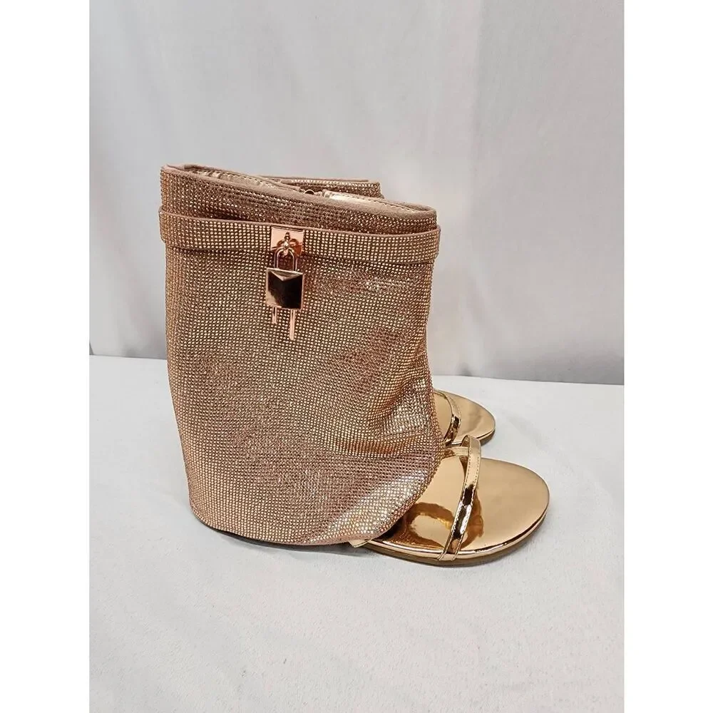 Cape Robbin Size 7 Rose Gold SHILOHA Ladies Sandals Rhinestone